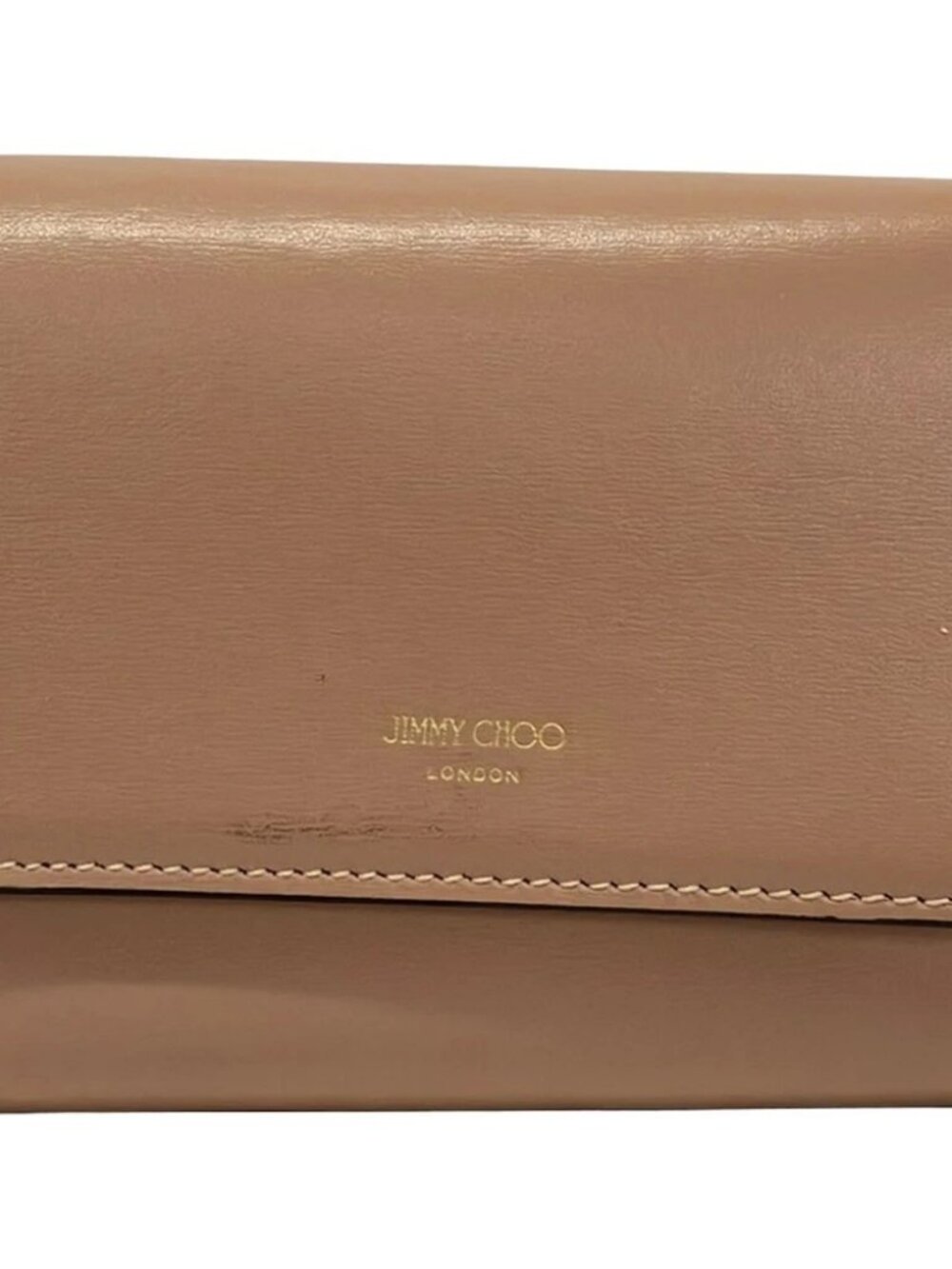 JIMMY CHOO Malinda Pink Beige Leather Trifold Wallet